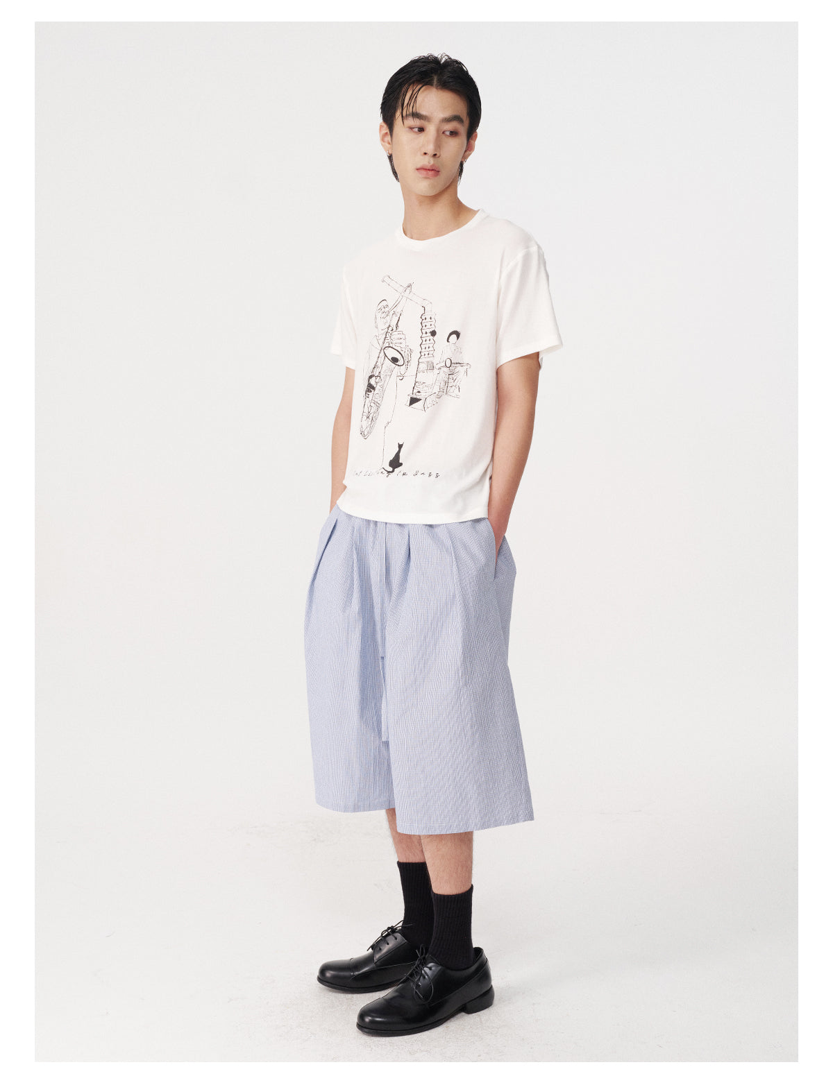 Bubble pleated cropped pants