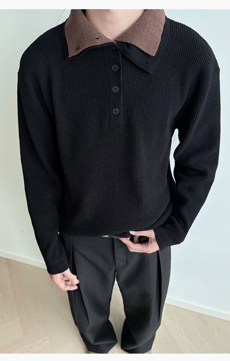 Double-Color Fake Two-Piece Sweater