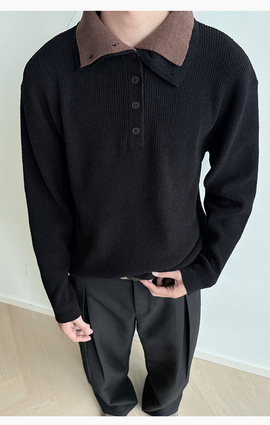 Double-Color Fake Two-Piece Sweater