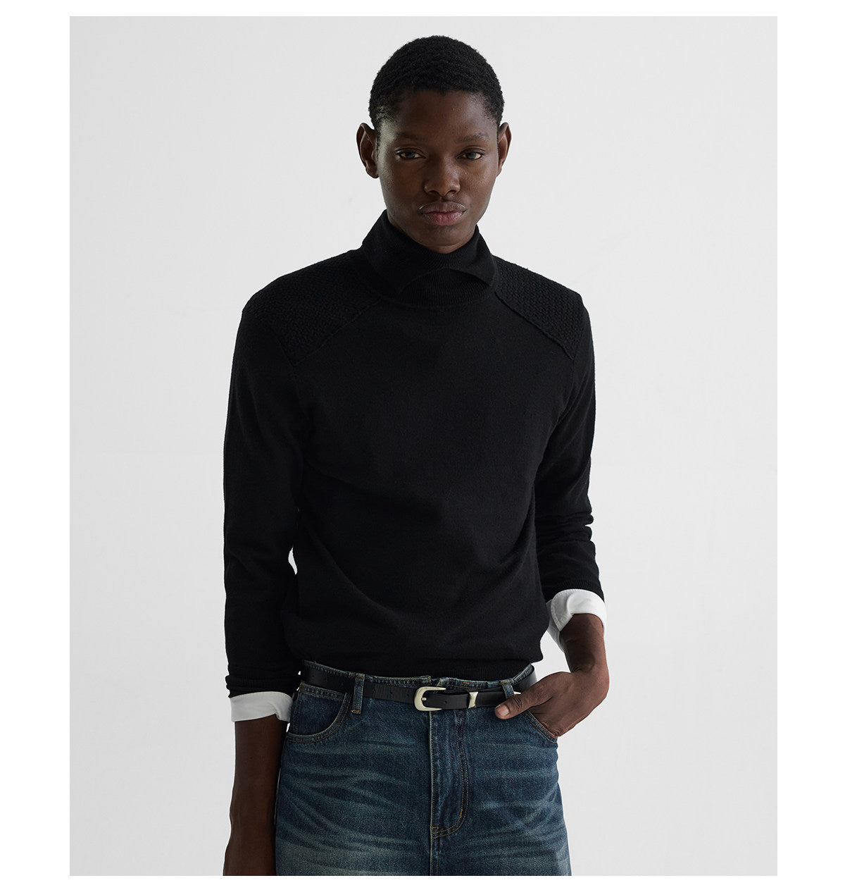 W-Neck Fit Mid-Rise Turtleneck Sweater