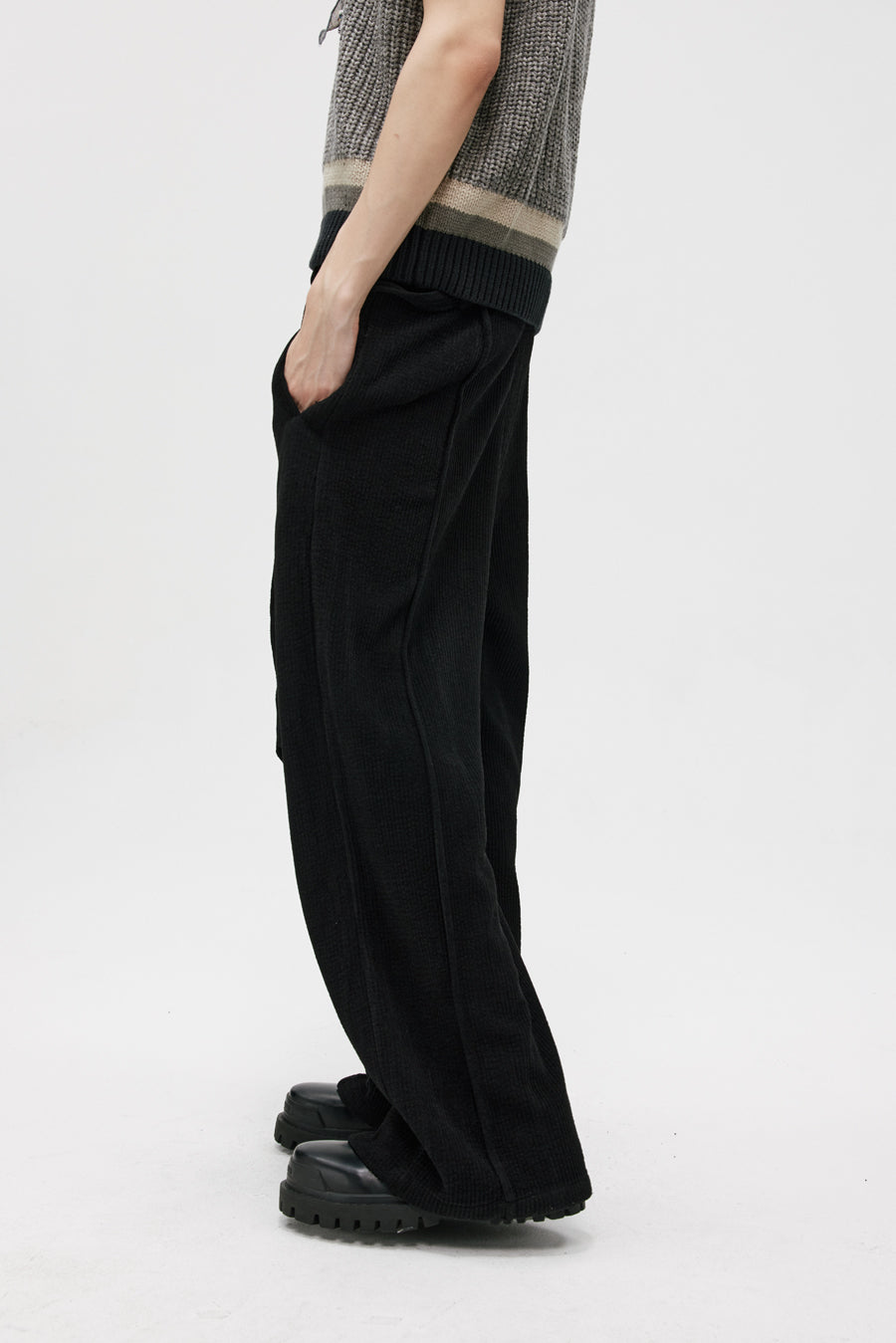 Double Belt Center Seam Wide Pants