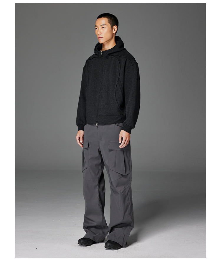 Double-Zipper Design Hooded Sweatshirt