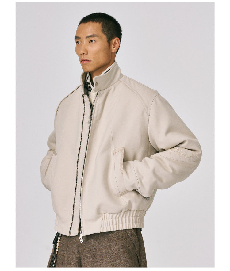 Stand Collar Embroidered Jacket