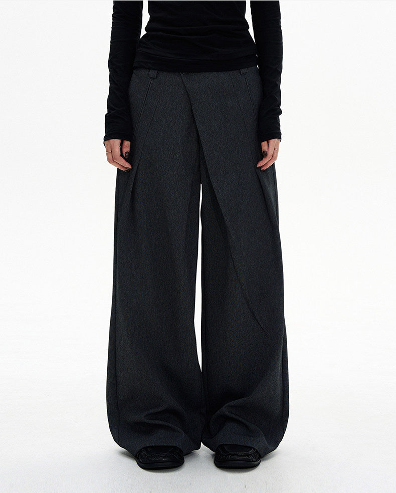 Diagonal-Pocket Relaxed Fit Casual Pants