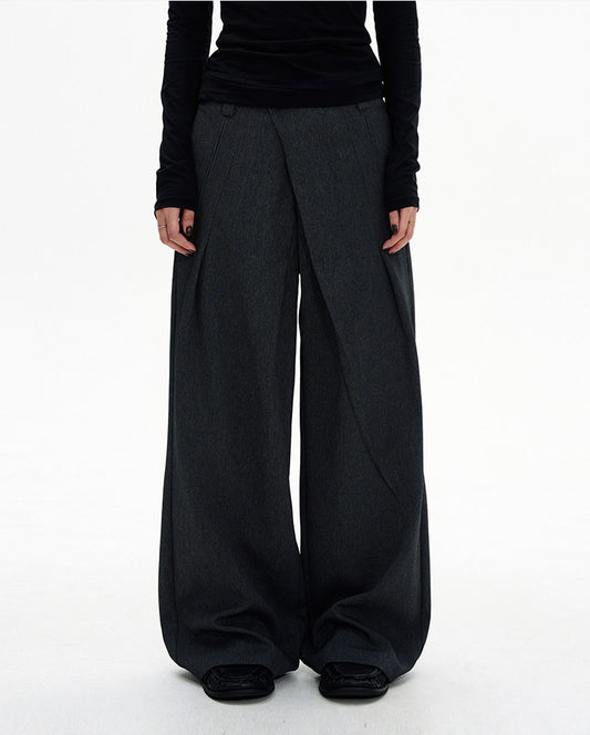 Diagonal-Pocket Relaxed Fit Casual Pants