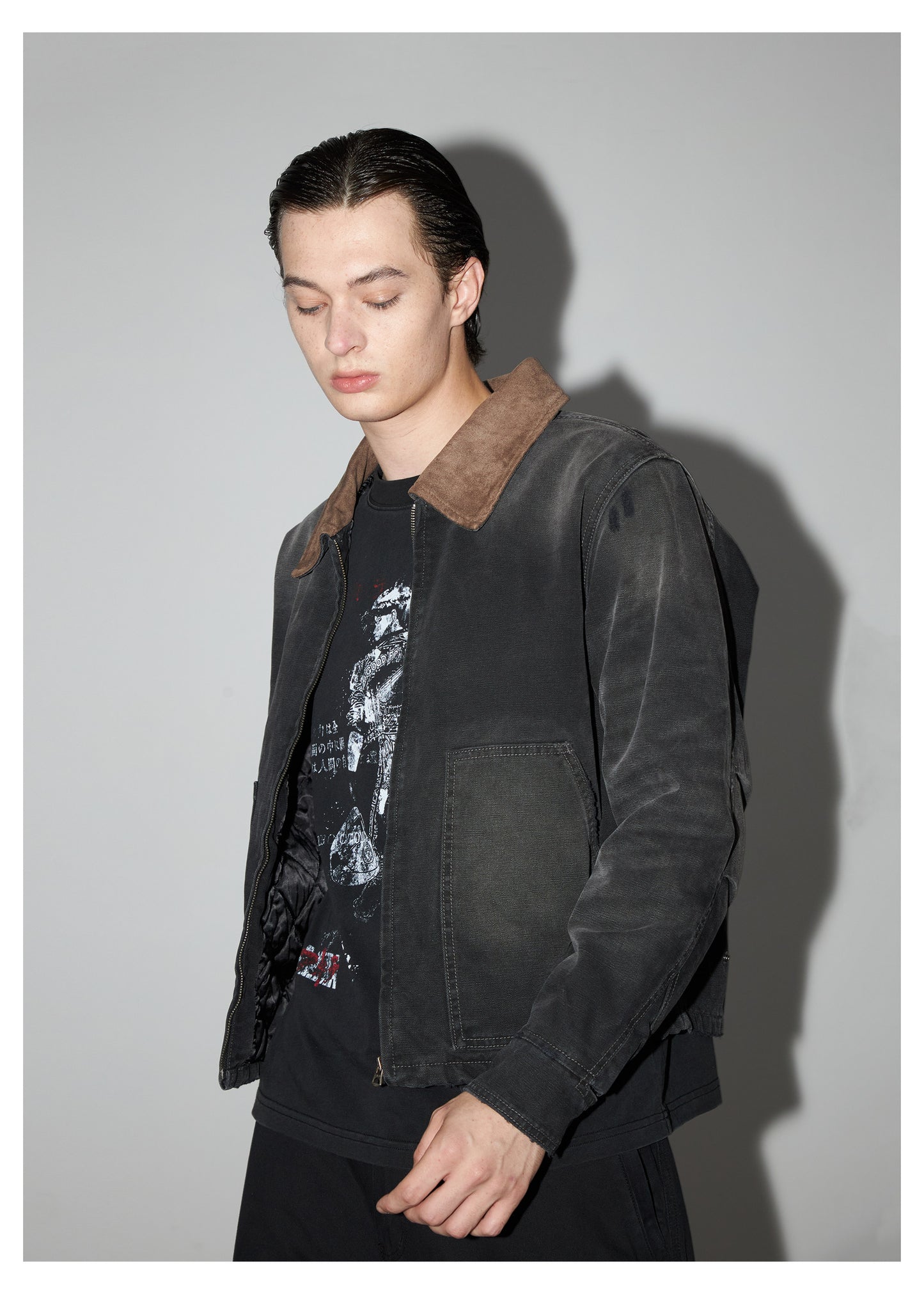 Suede Collar Work Jacket