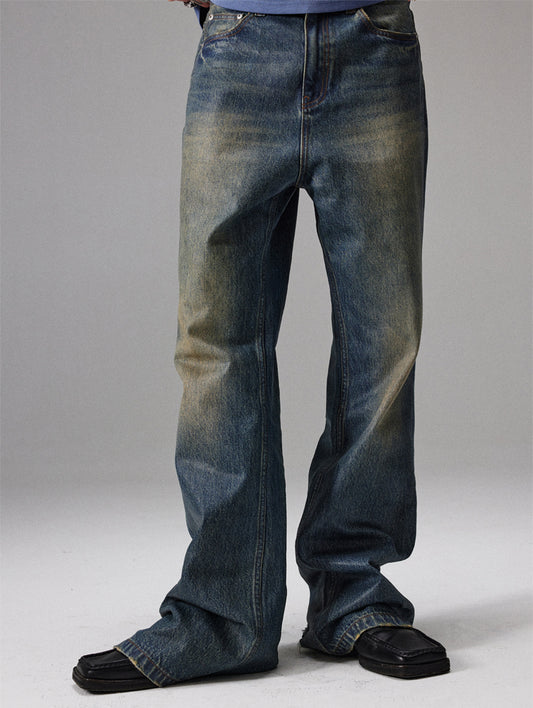 wax wash distressed jeans