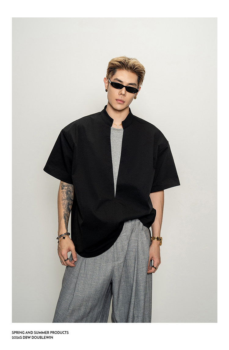 Faux Two-Piece V-Neck Shirt