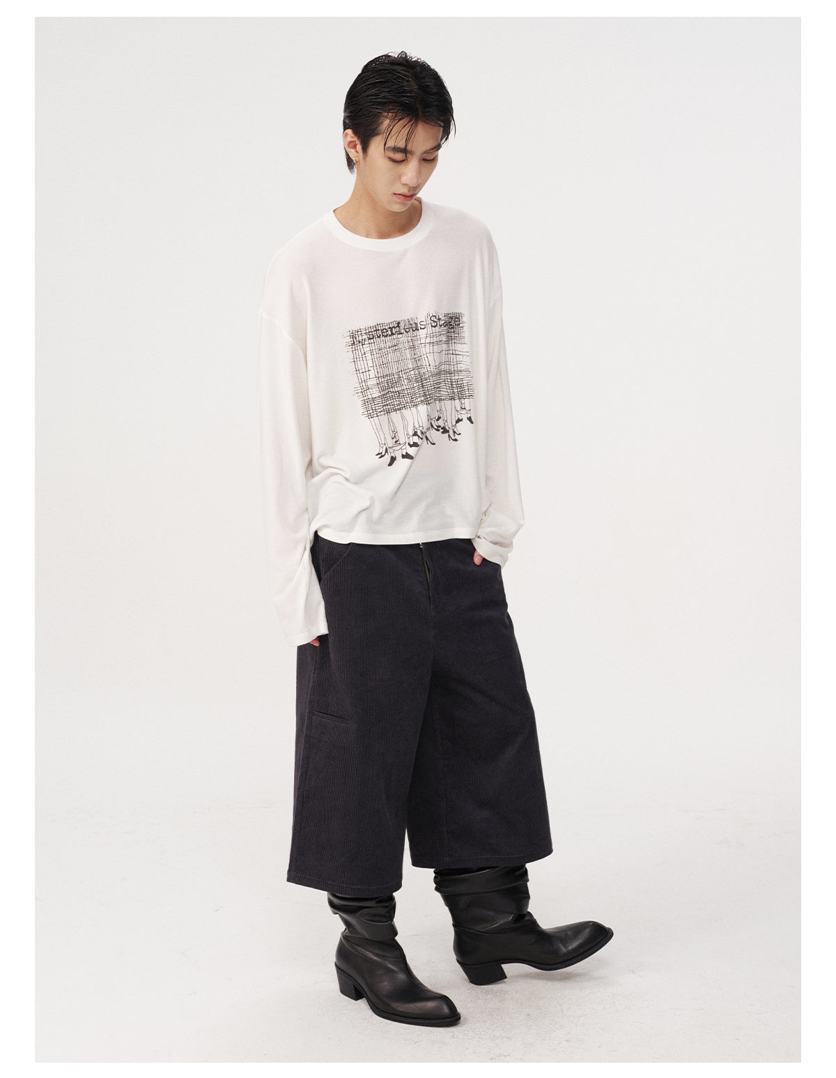 Striped corduroy cropped pants