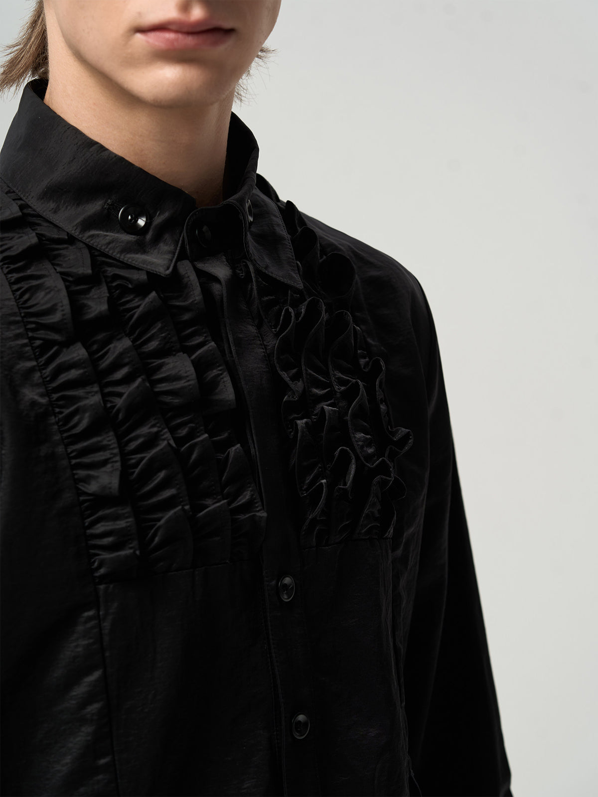 Copper Satin Silk Frilled Waist Shirt