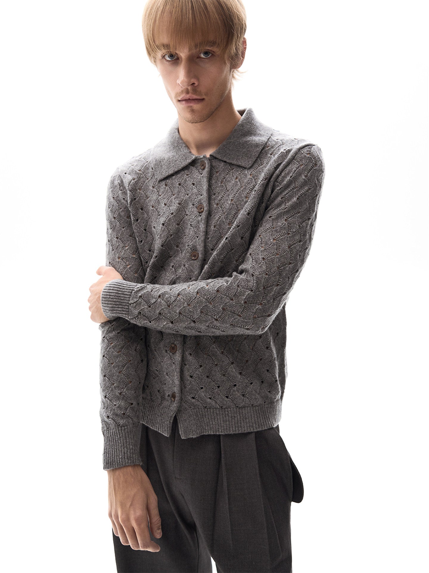 Medium-length lightweight knit cardigan
