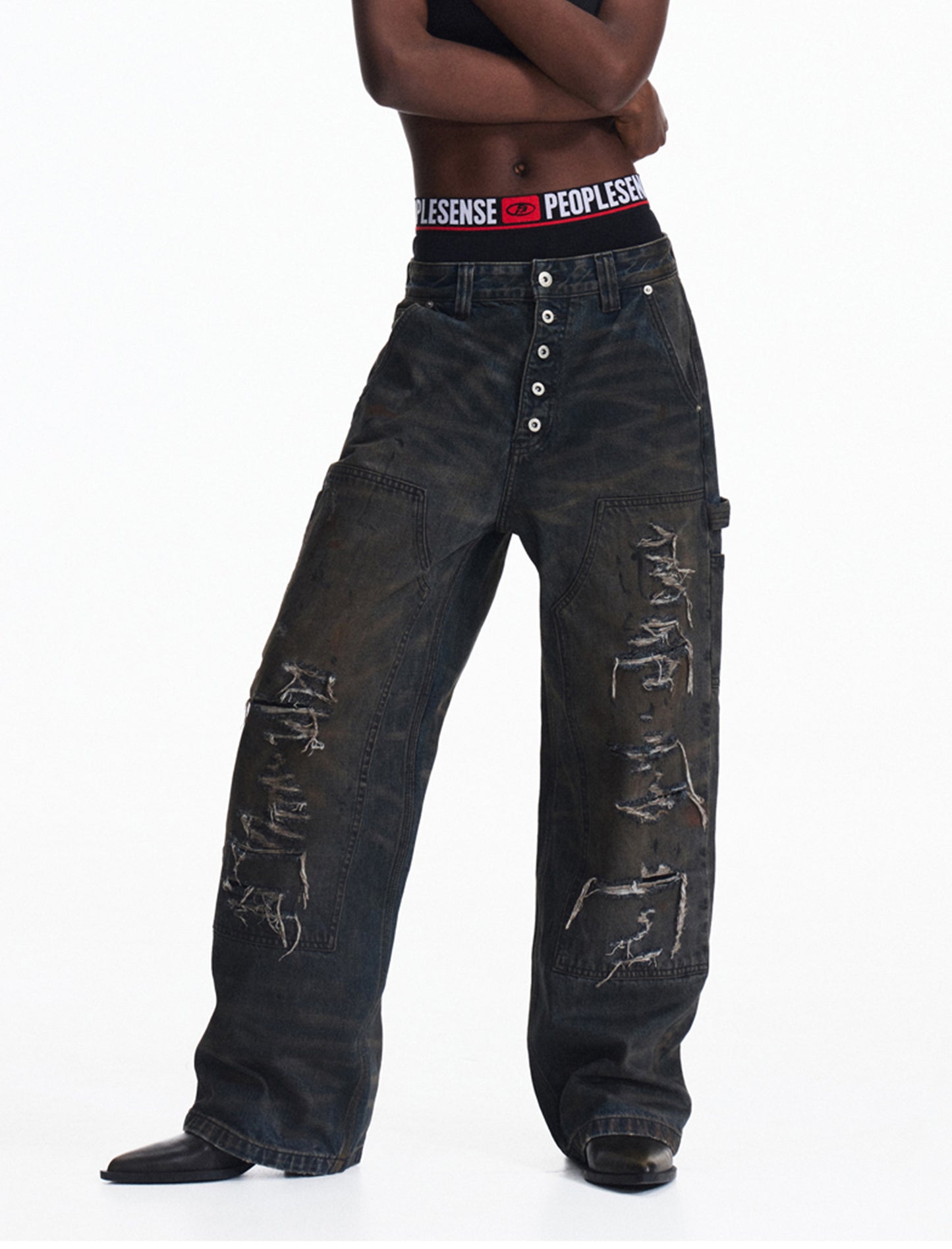Distressed jeans