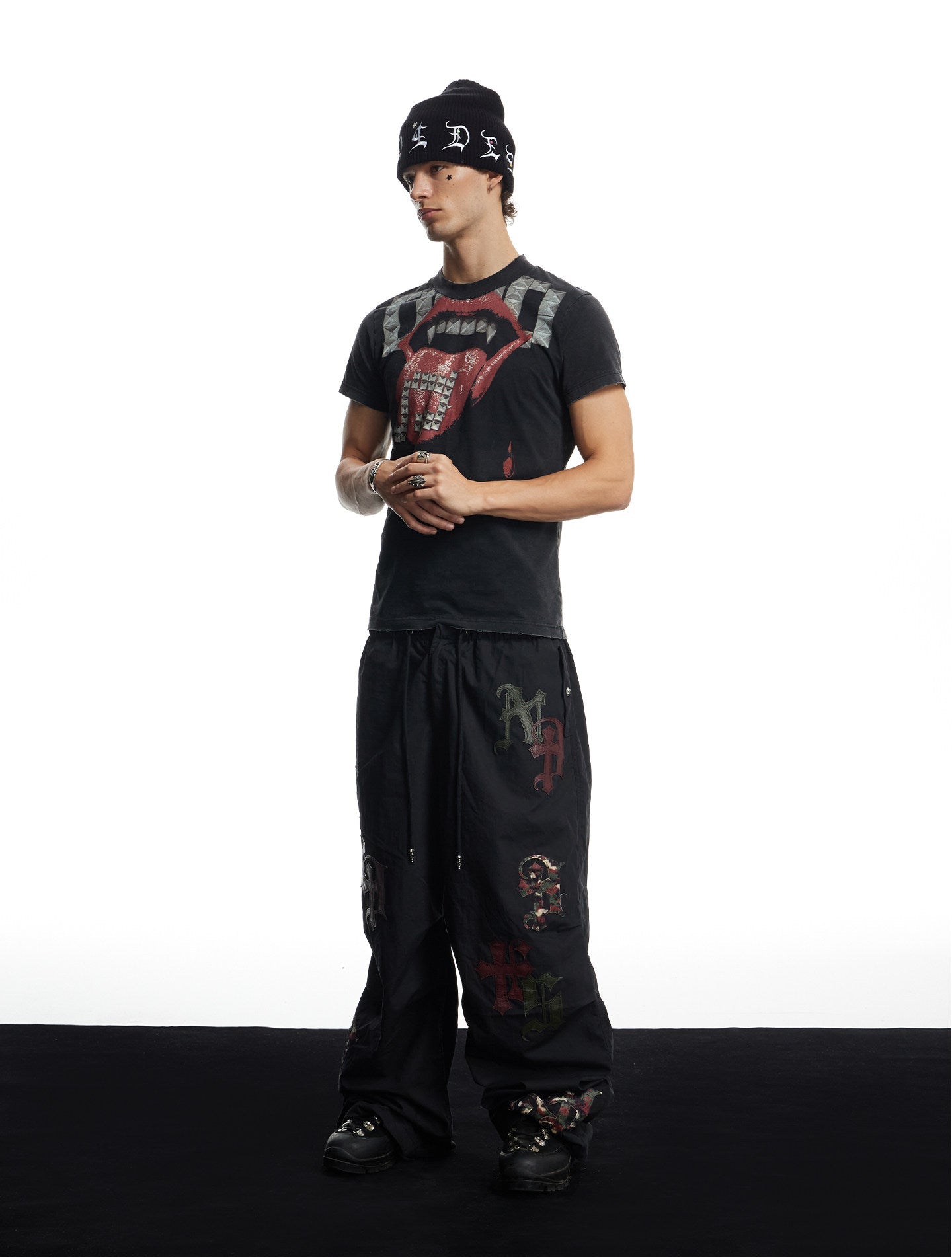 Cross-Pattern Patchwork Casual Pants