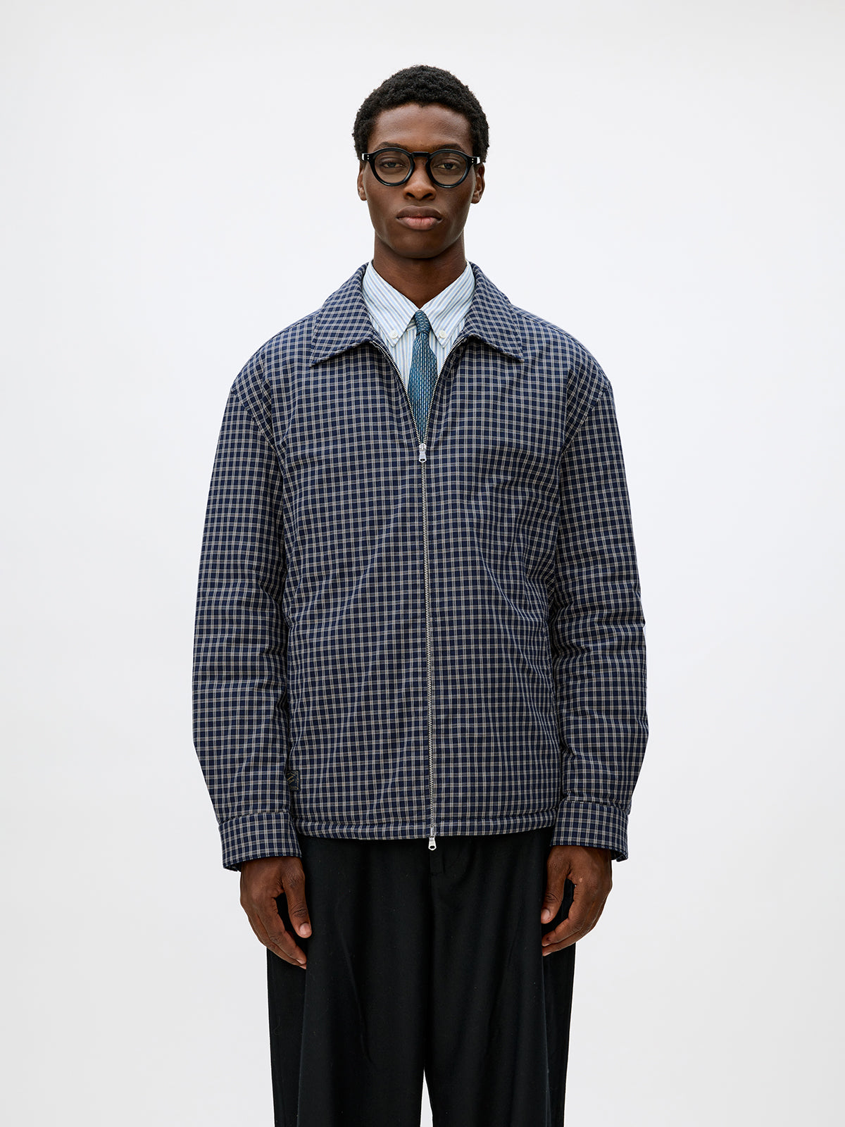 Checkered White Duck Down Jacket