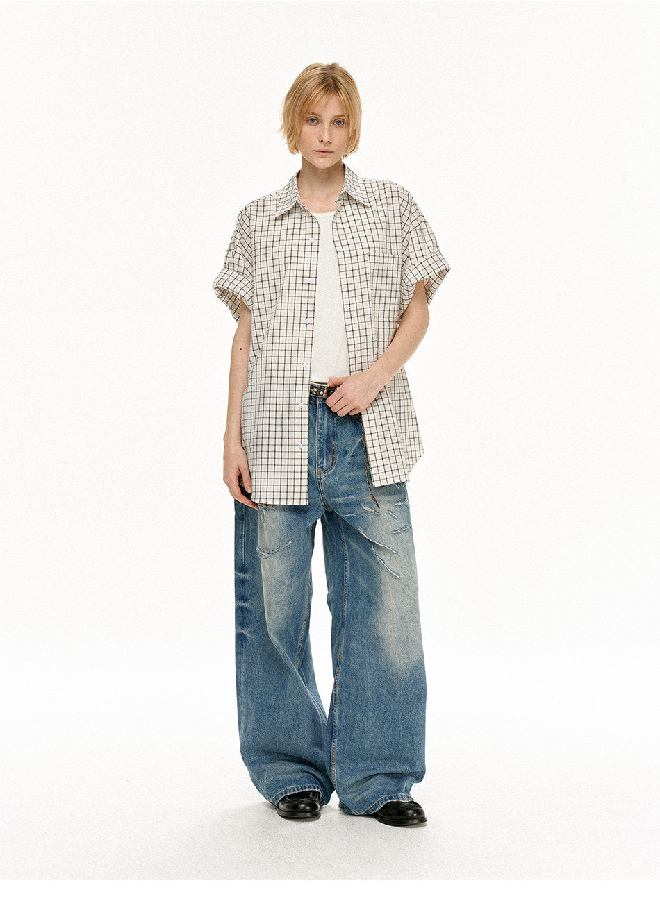 Oversized Retro Check Shirt