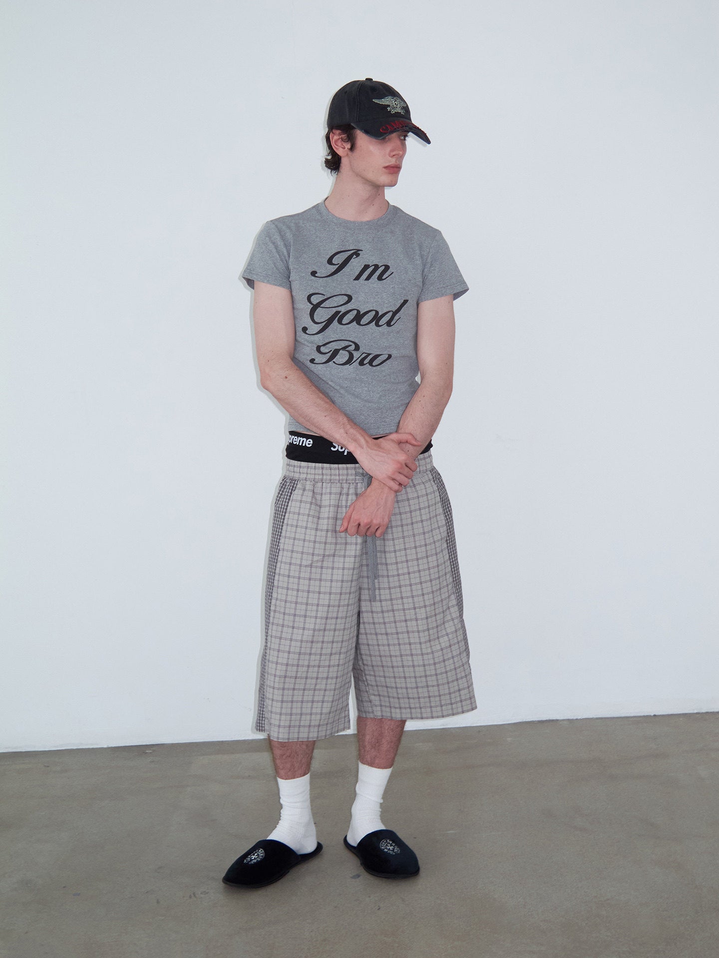Checkered Patchwork Color-Block Shorts