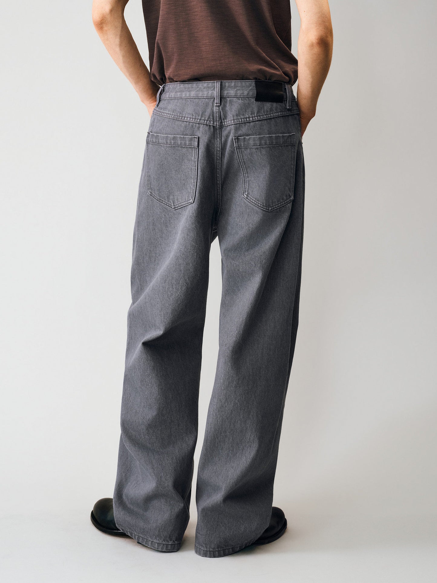 Diagonal Stitching Denim Pants