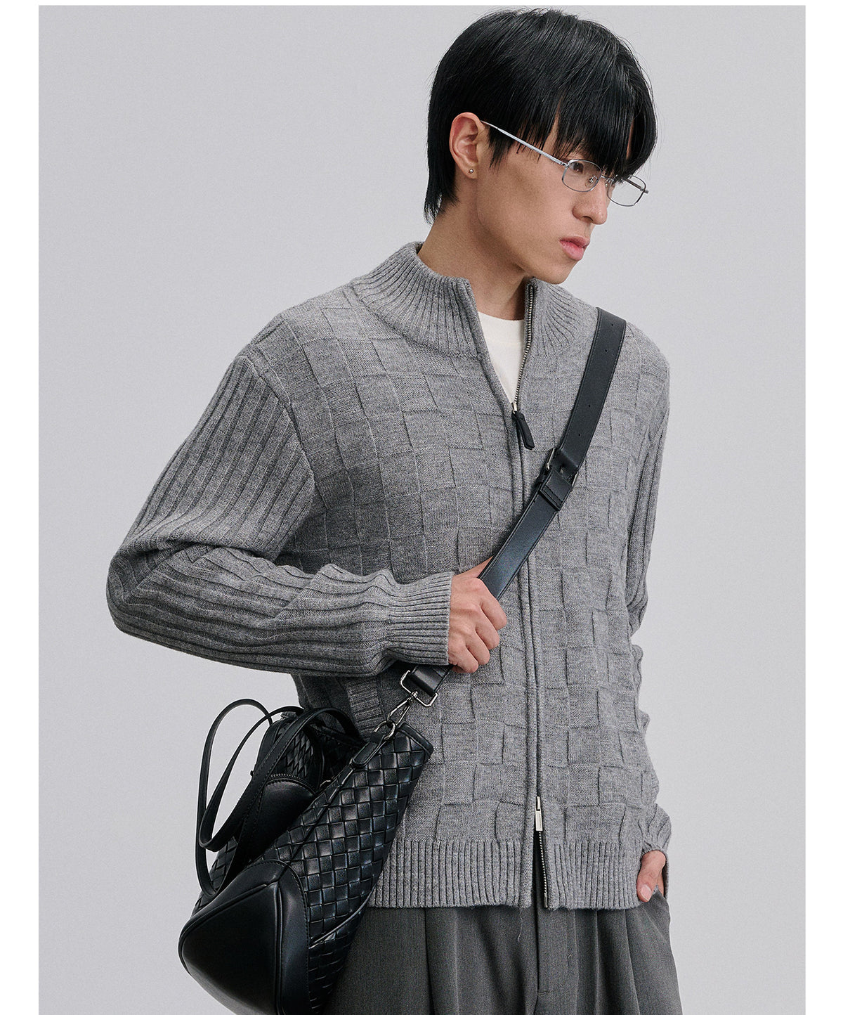 Pop Check Pattern Wool-Blend Cardigan