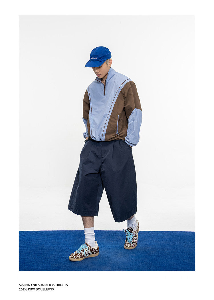 Gathered Relaxed-Fit Casual Shorts