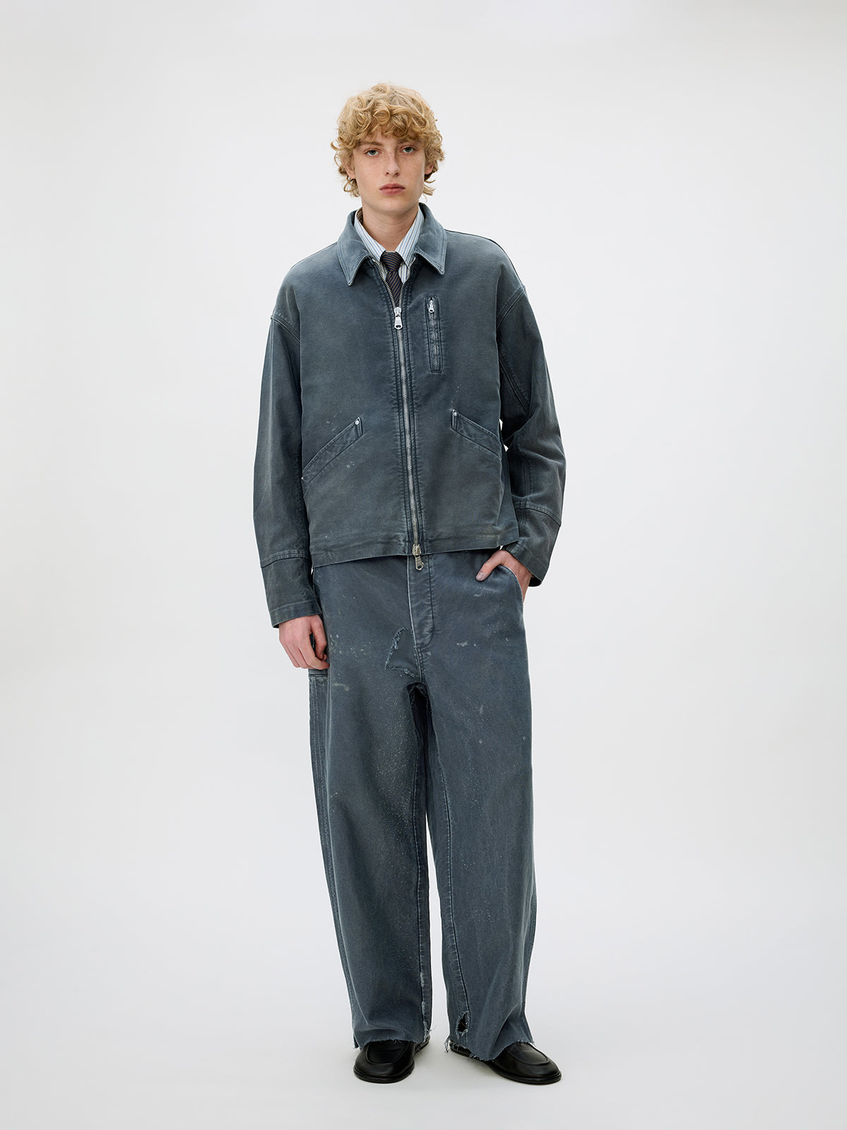 Distressed Zipper Short Jacket