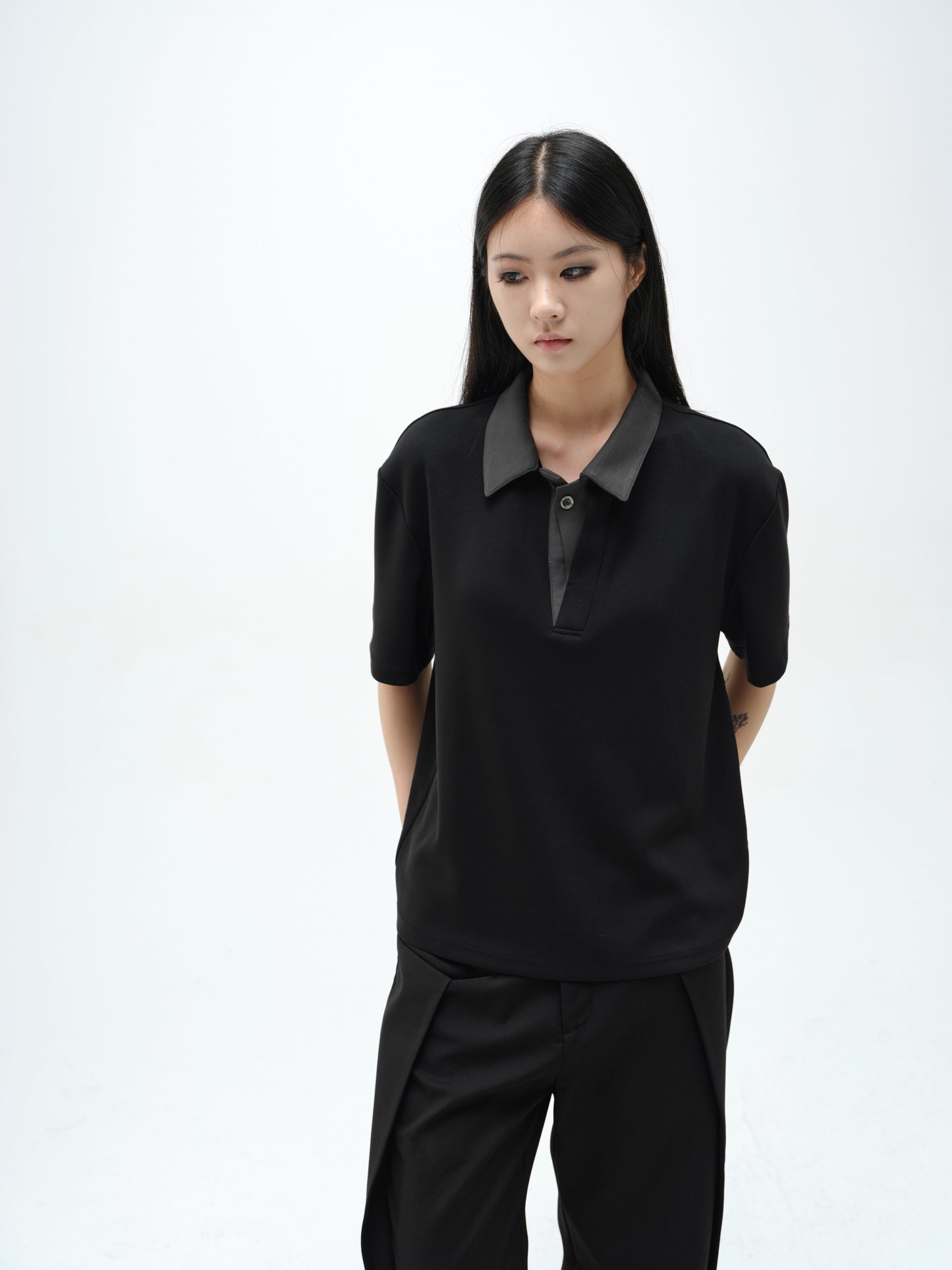 Single-button polo shirt