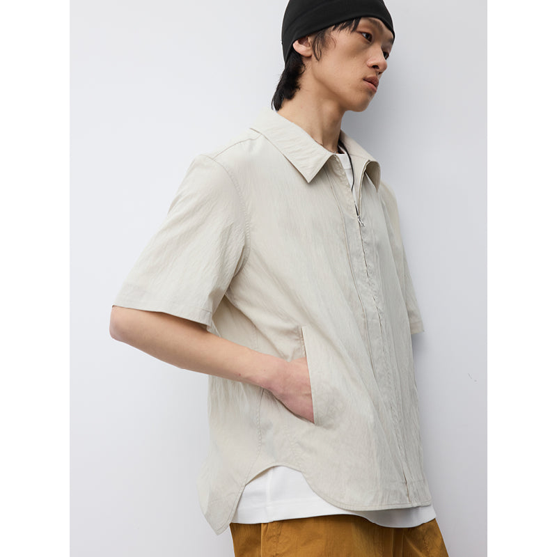 Nylon Curved Stitch Zipper Shirt