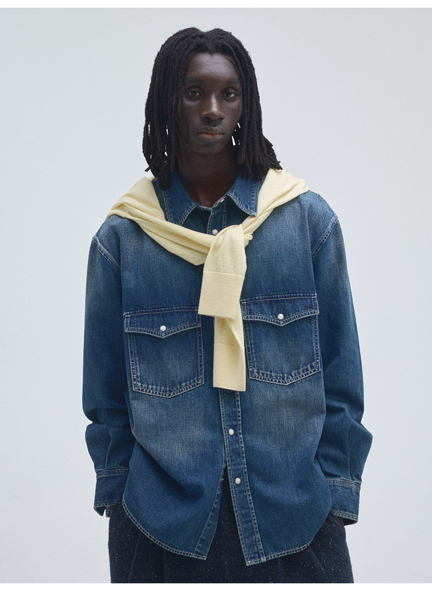 Classic Pocket Retro Denim Shirt