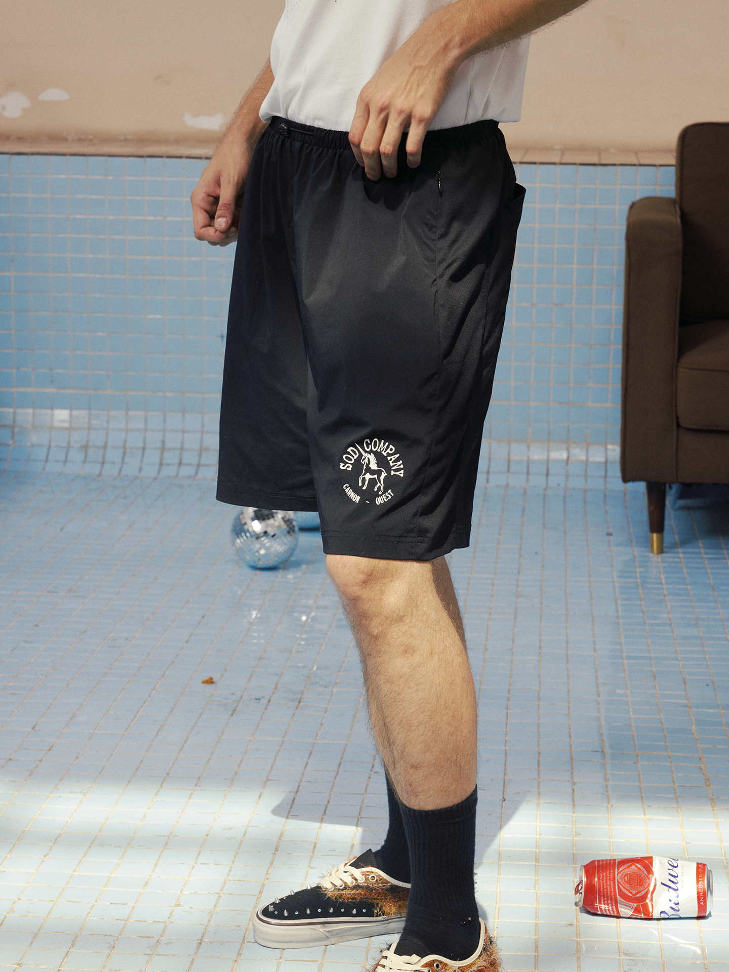 Sports Shorts with Embroidered Badges