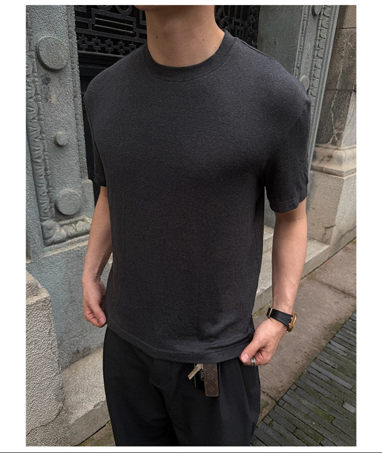 Straight-Shoulder Crew-Neck T-Shirt