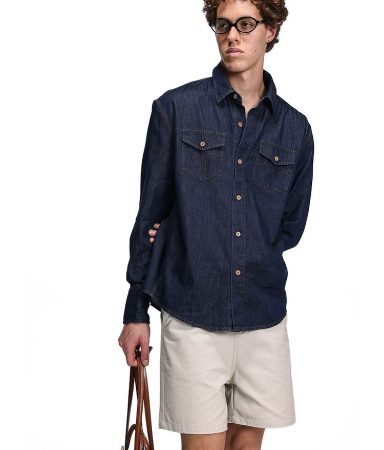 High-Quality Washed Denim Shirt