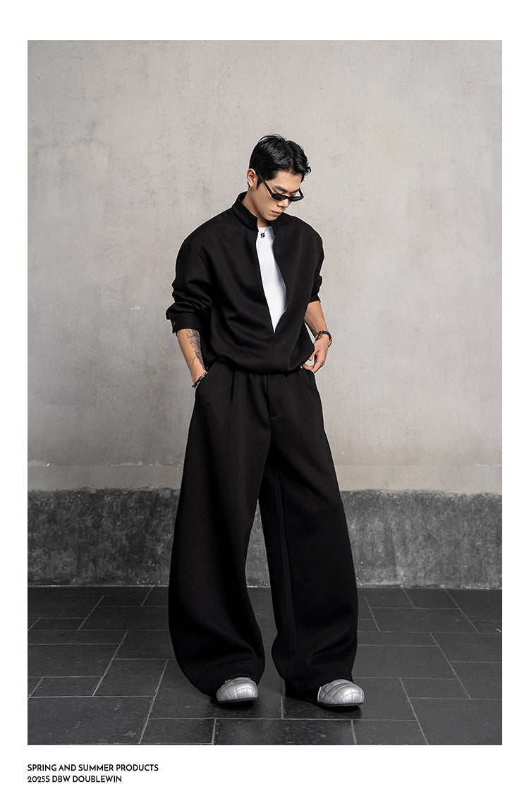 Stand-up collar sweatshirt set