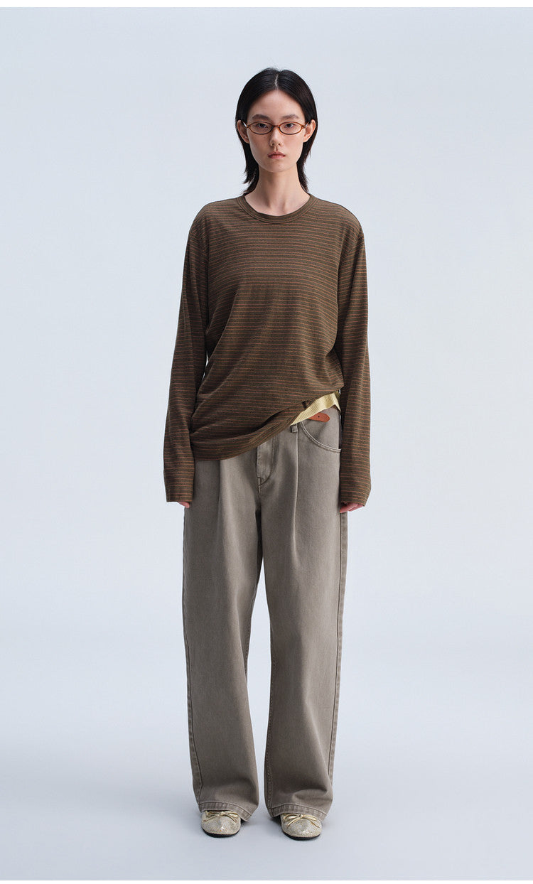 Single-Tuck Denim Pants
