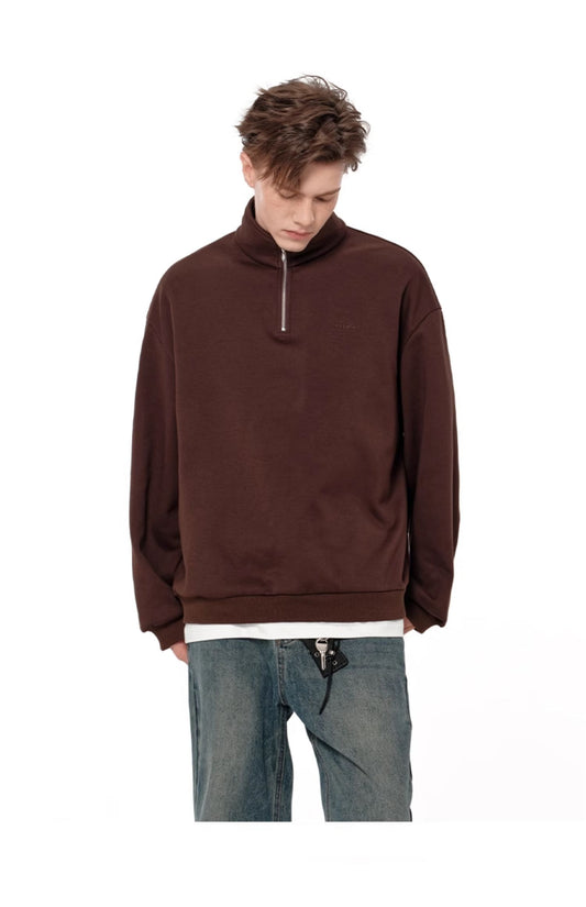 Stand-up collar zipper sweatshirt