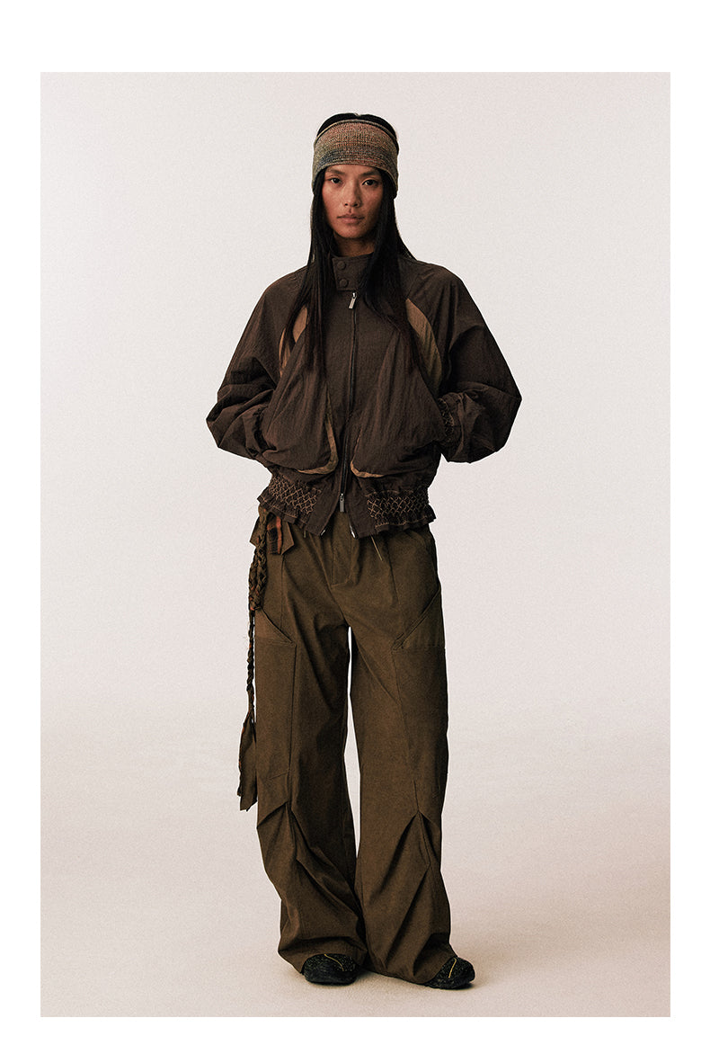 Pleated Gathered Nylon Jacket