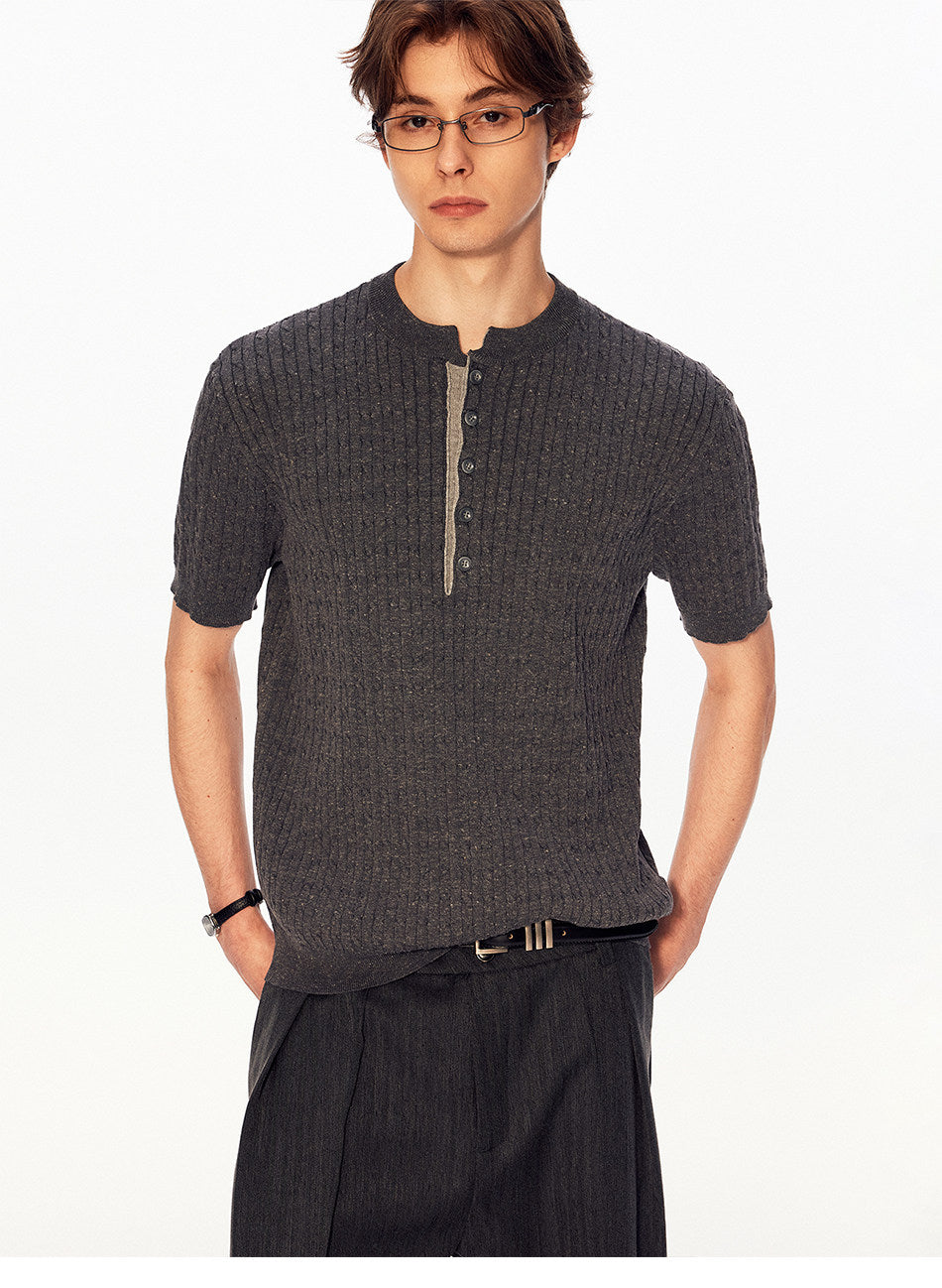Henry-Collar Knit Shirt