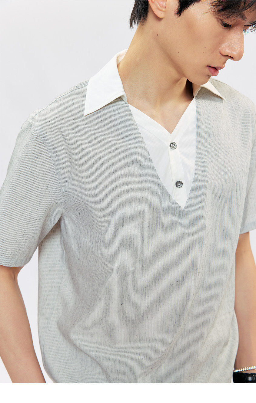 Linen V-Neck Casual Shirt