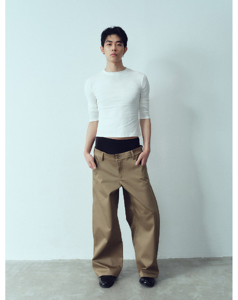 Double-Waistband Casual Pants