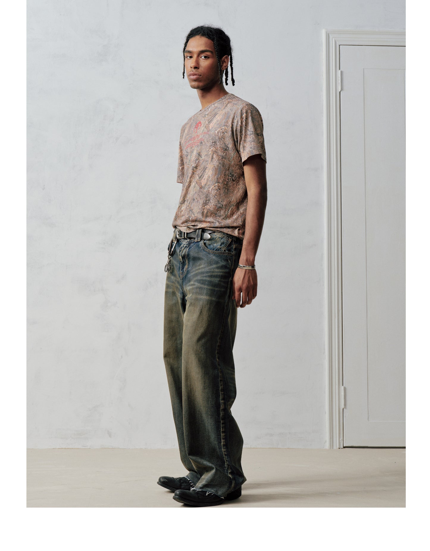 Deconstructed Wide-Leg Jeans