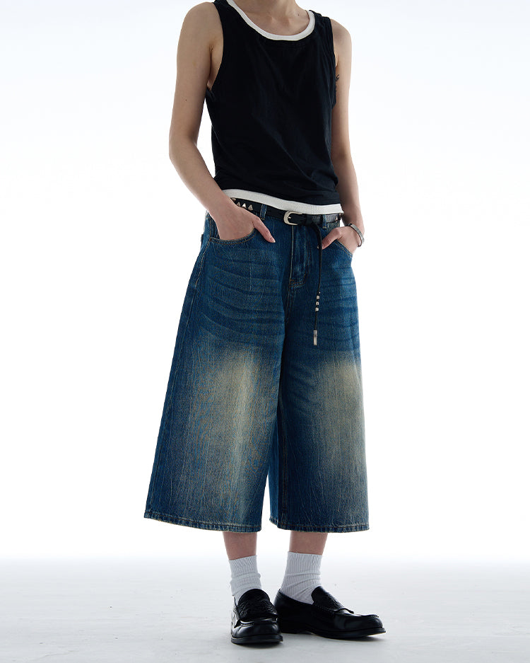 Old wash denim shorts