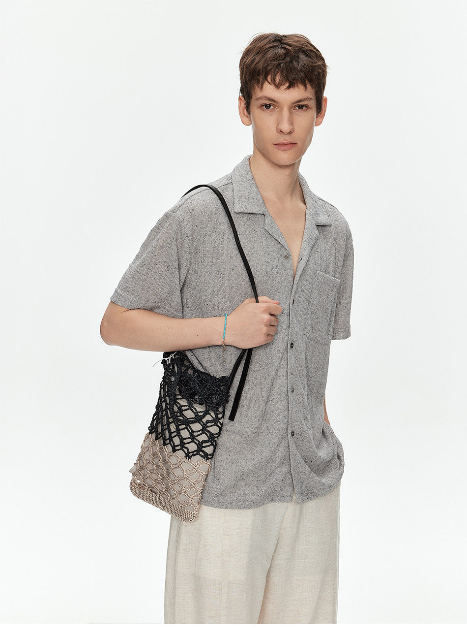 Cuban-Collar Sheer Shirt