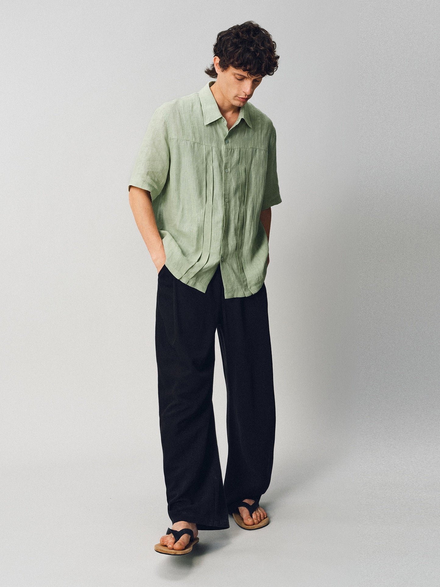 Wrinkled-effect Pleated Shirt