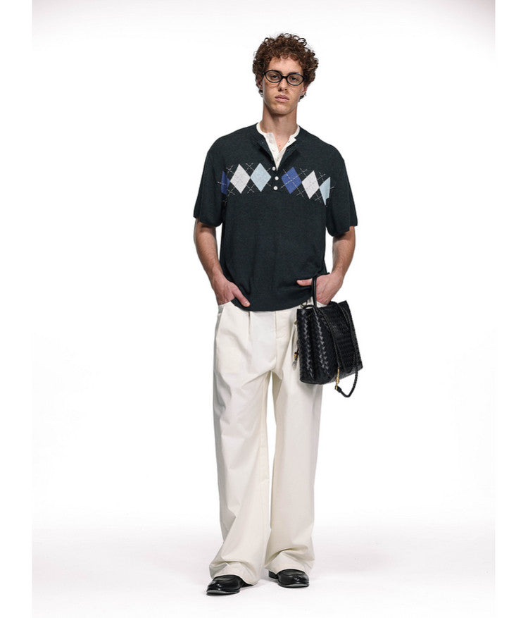 School Style Diamond Pattern Sweater