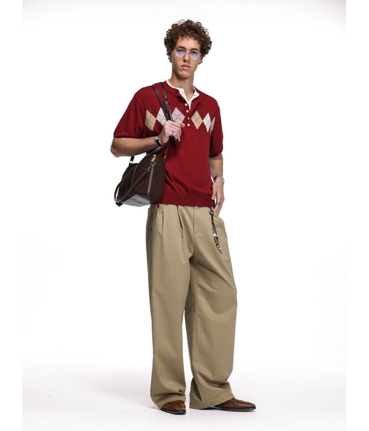 School Style Diamond Pattern Sweater