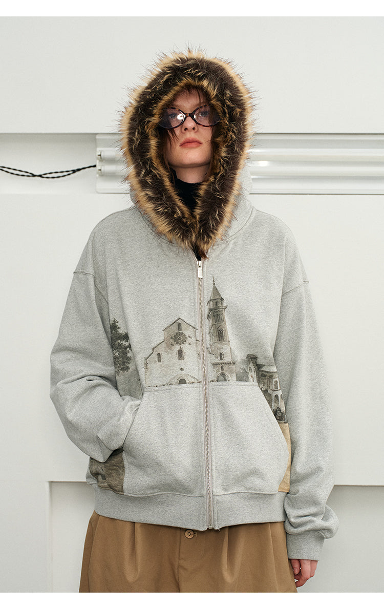 Sweatshirt with detachable collar hood