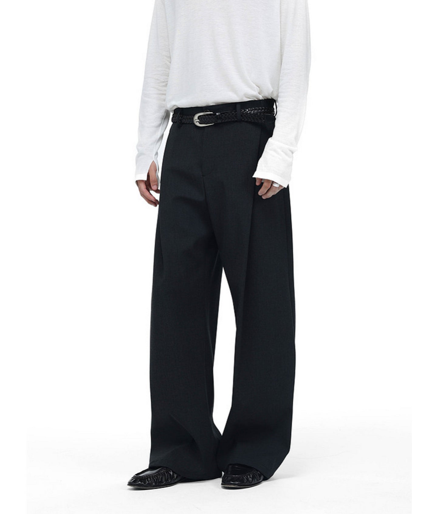 Vintage-Style Pleated Casual Pants