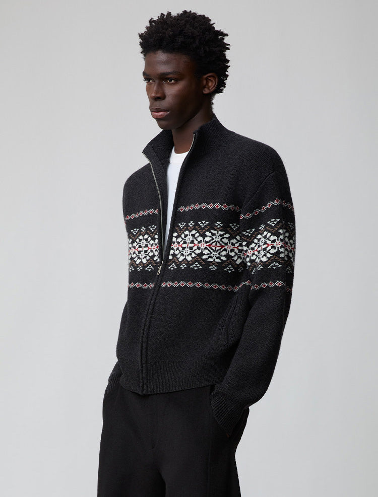 Thick Knit Stand Collar Jacket