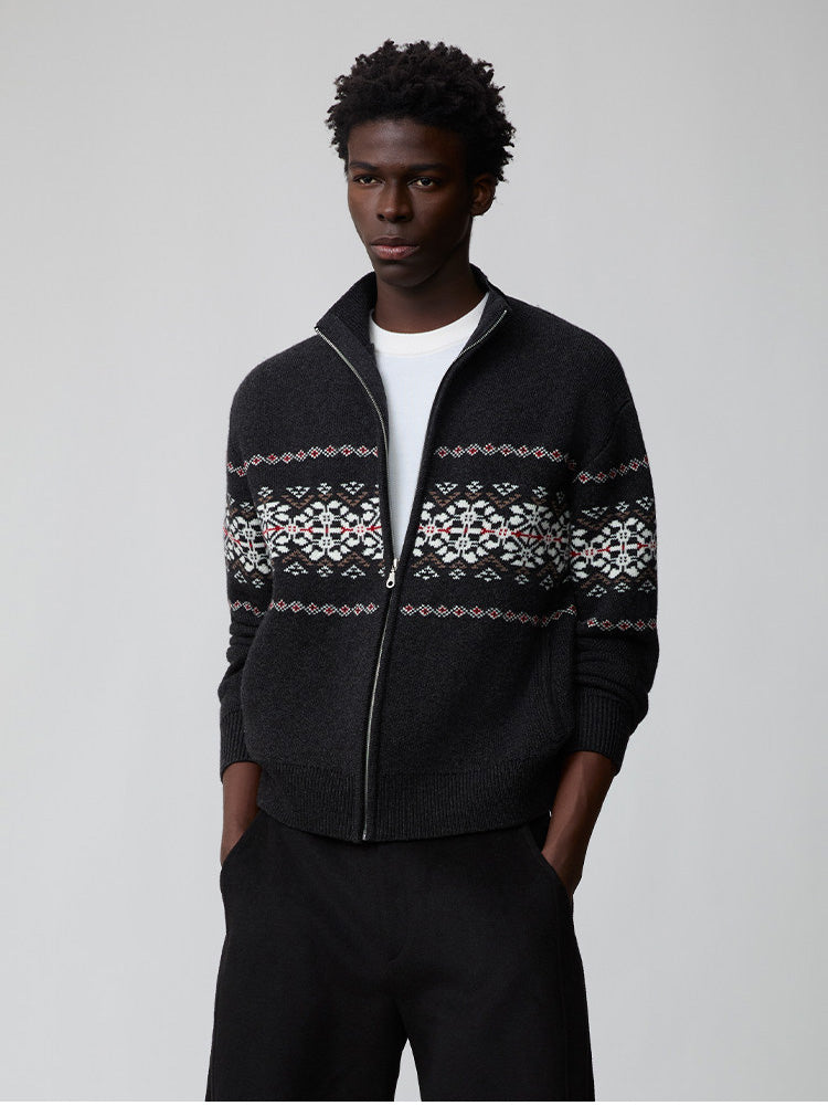 Thick Knit Stand Collar Jacket