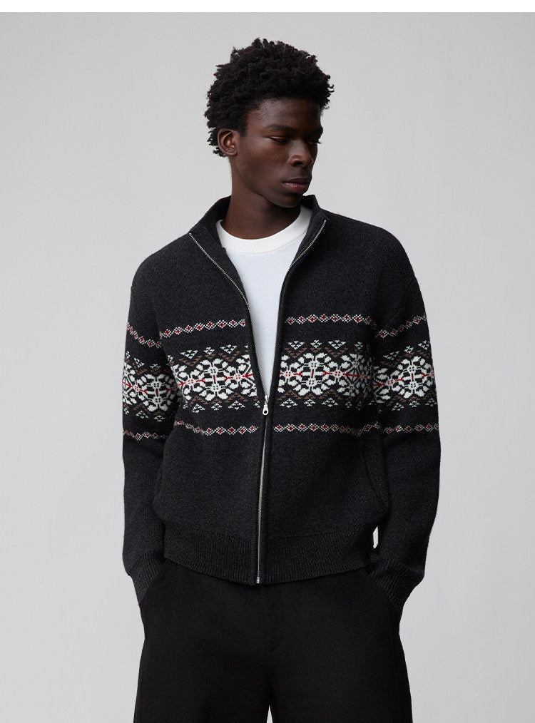 Thick Knit Stand Collar Jacket