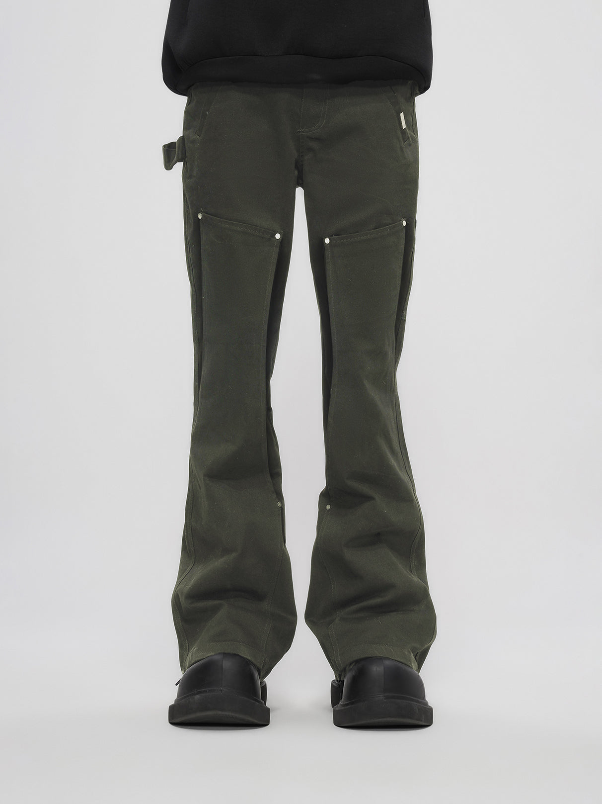 Hollow Patch Micro Flared Casual Pants