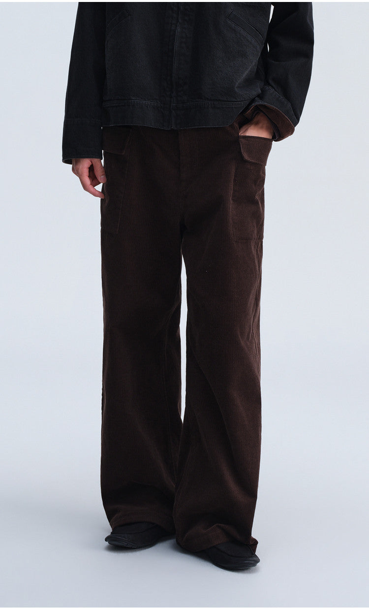 Wash-Finish Casual Pants with Flap Pockets